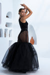 Canton Mermaid Sheer Tulle Full Length Skirt in Black