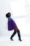 Kazin Purple Long Sleeve Tunic Feather Dress with Rhinestone