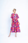 Kelly Pink Print Oversized Midi Dress
