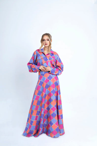 Perring Linen Print Maxi Skirt and Top Set