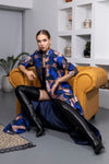 Camden Full Length Light weight Long Sleeve Coat in Blue
